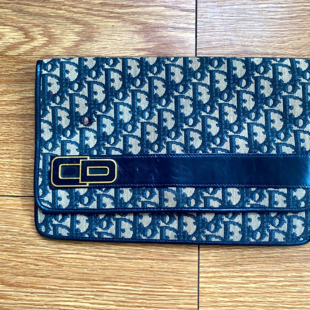 Vintage Dior trotter navy clutch